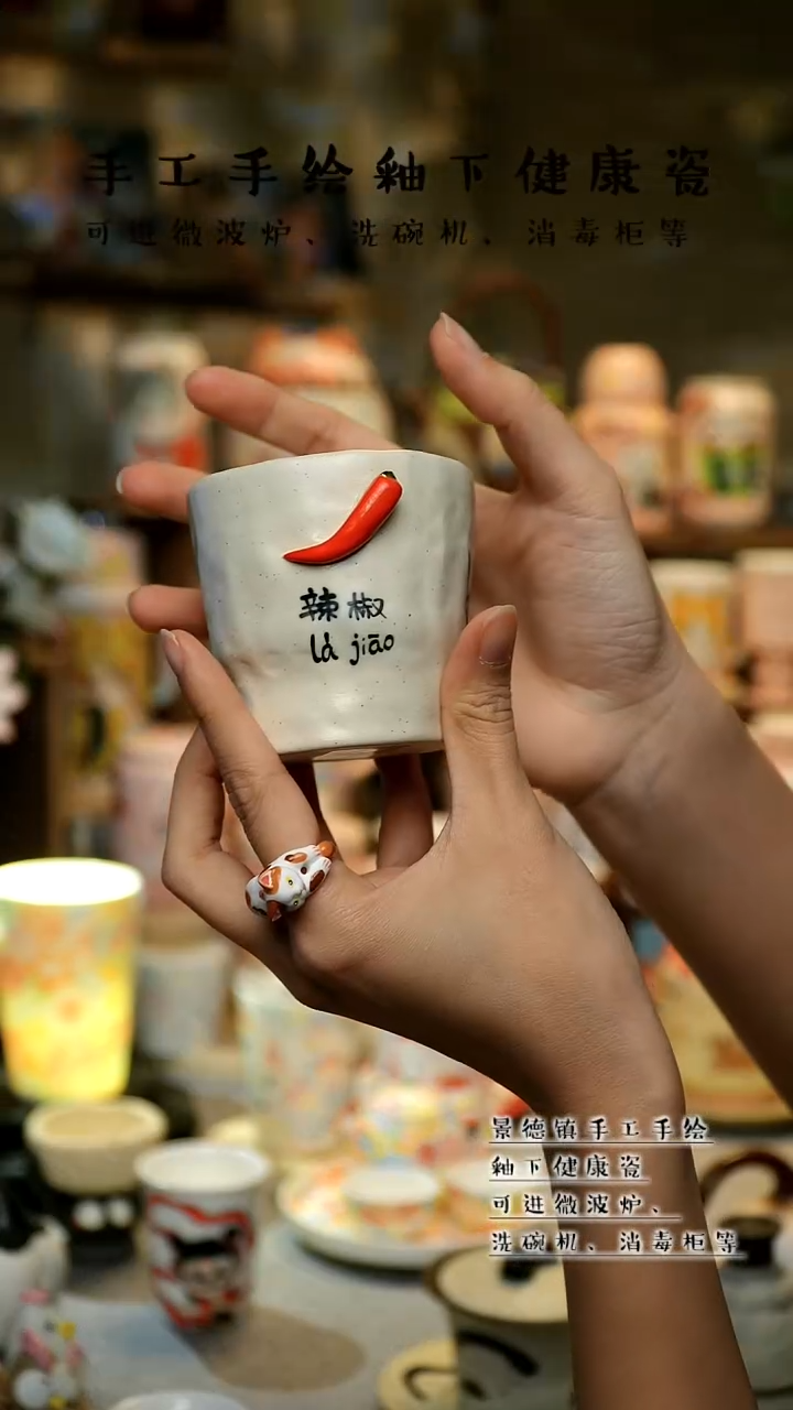 【闪购商品】杯景德镇陶瓷高温釉下彩&A844