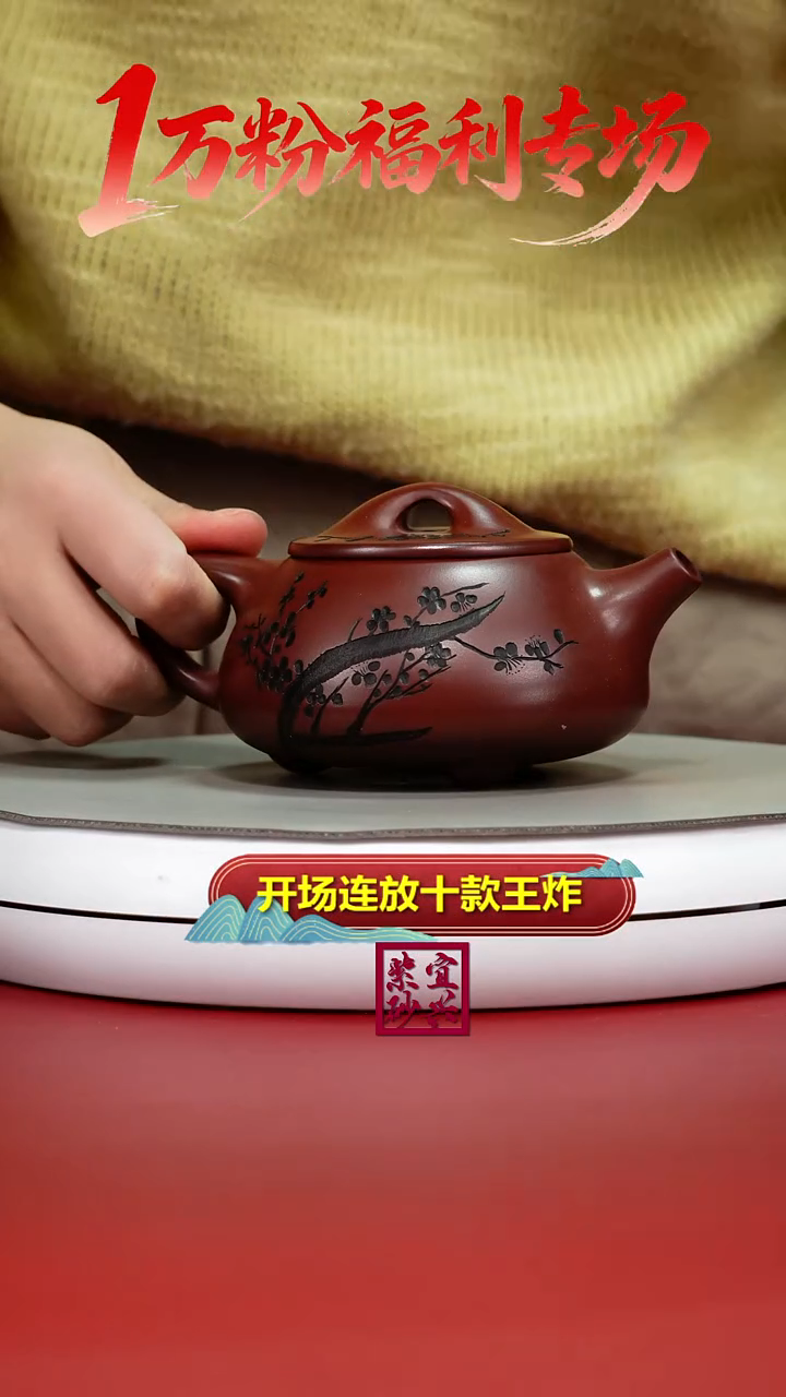 茶壶紫砂蒋静明龙血砂梅花景舟石瓢300CC