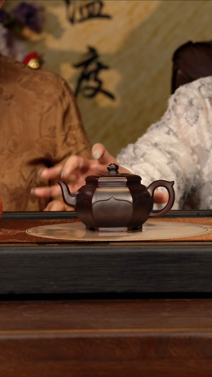 茶壶紫砂宜兴紫砂QYJ 古红泥 六方宫灯