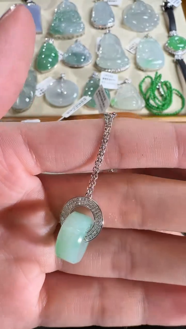 【闪购商品】翡翠套链18K金镶嵌【源头工厂】钻石镶嵌