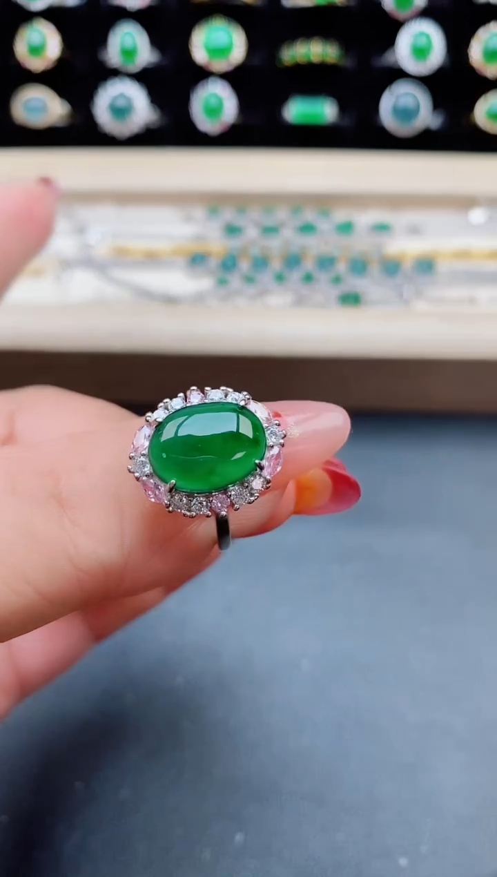 【闪购商品】翡翠戒指银S925镶嵌508050