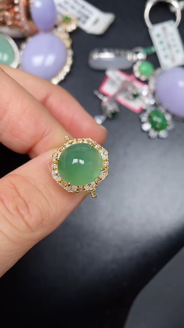 银S925镶嵌戒指翡翠2160