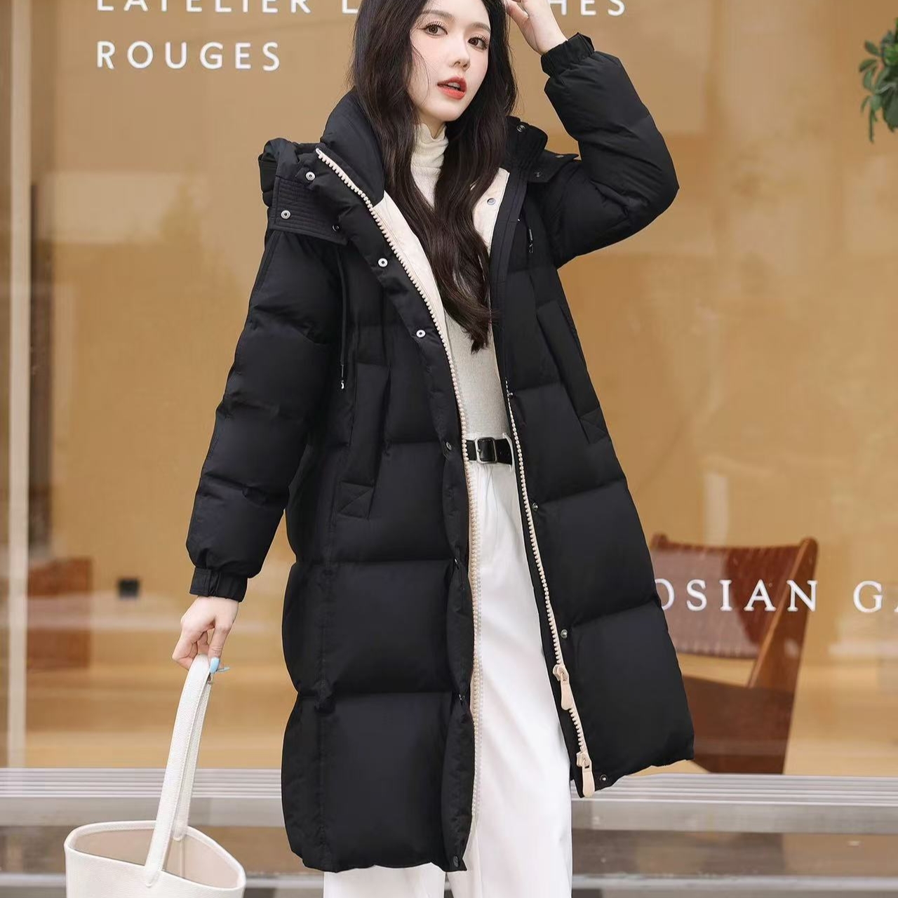 [ W i F i ]212高端长款羽绒服冬季白鸭绒加厚保暖外套(衣长102)