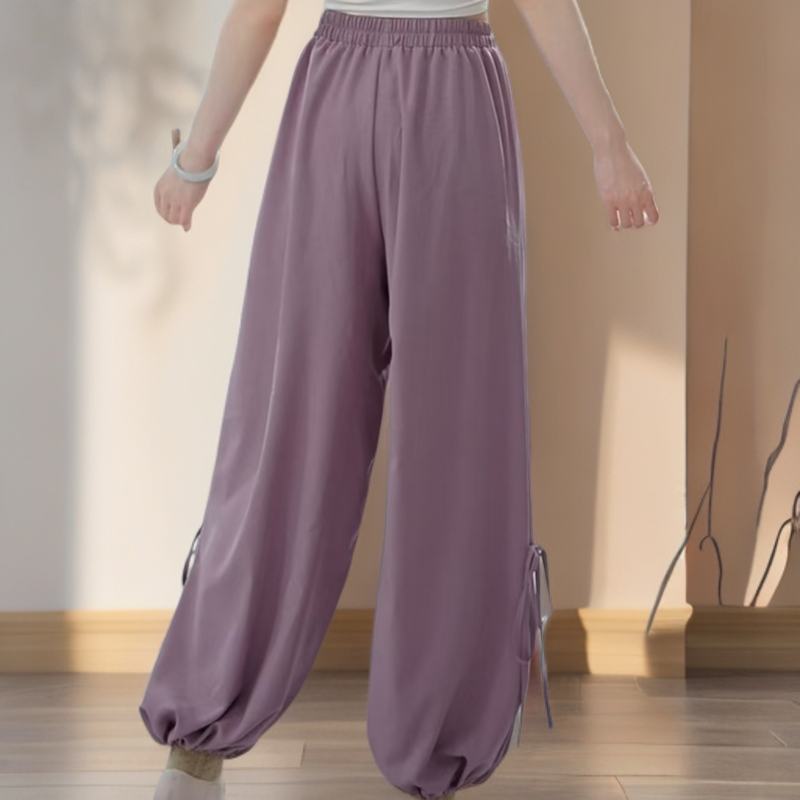 25610现代舞蹈裤女春季新款抓花宽松系绳灯笼裤