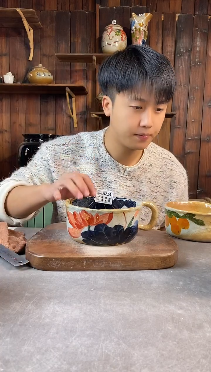 碗214瑕，手工手绘，超值陶瓷