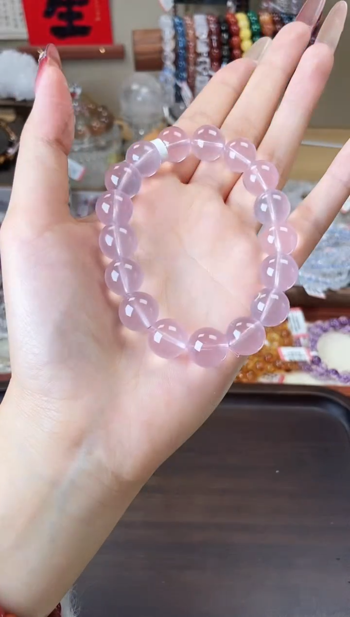 【闪购商品】水晶手链未镶嵌12.5mm莫桑比克粉水晶