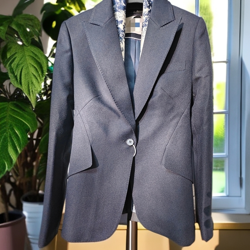 春秋新款藏青色西装职场套装女职业修身二件套时尚休闲蓝色外套