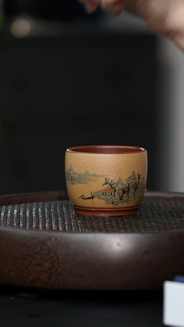 ?**?PXC-0013主人杯（山水）-紫泥段泥粉浆-150cc