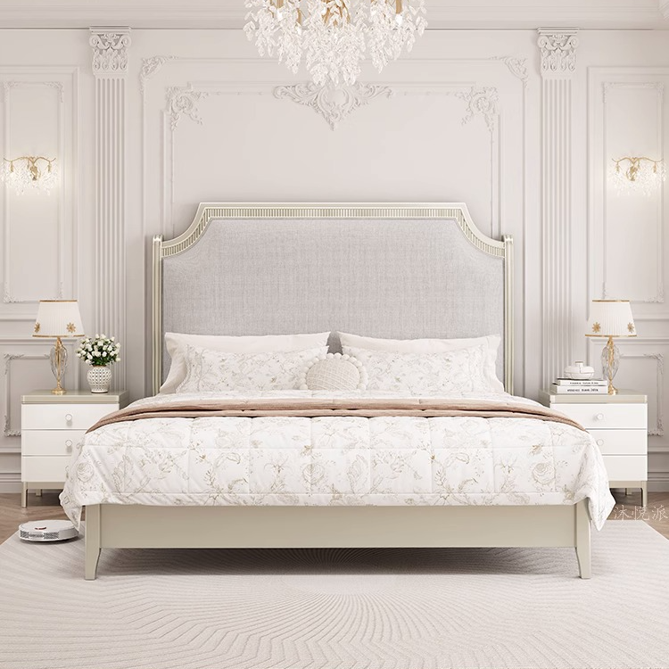 美式轻奢实木床软包床现代简约巴黎仲夏系列1.8米双人床主卧婚床