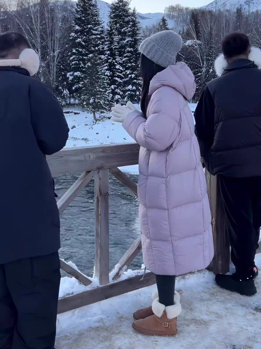 新国标白鸭绒 贝贝韩版中长款羽绒服女加厚百搭气质连帽休闲外套