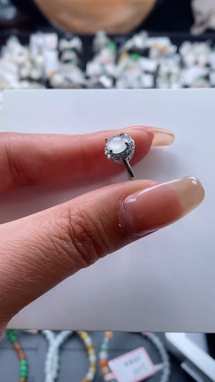 【闪购商品】翡翠戒指银S925镶嵌天然A货翡翠