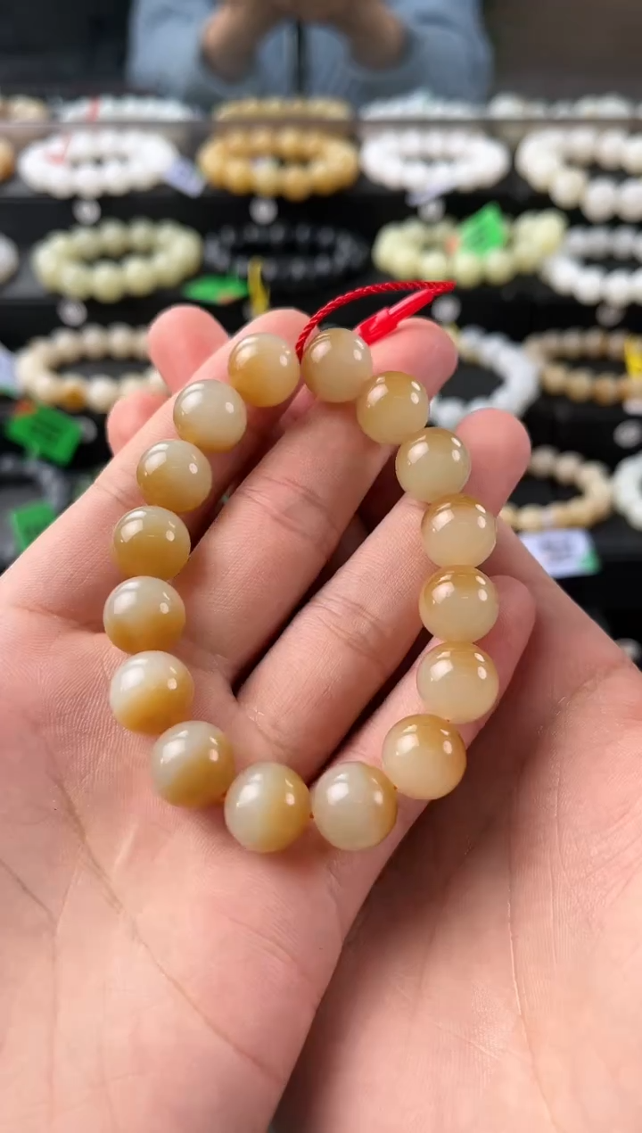 【闪购商品】和田玉手串未镶嵌且末金山糖白手串卡12微色差