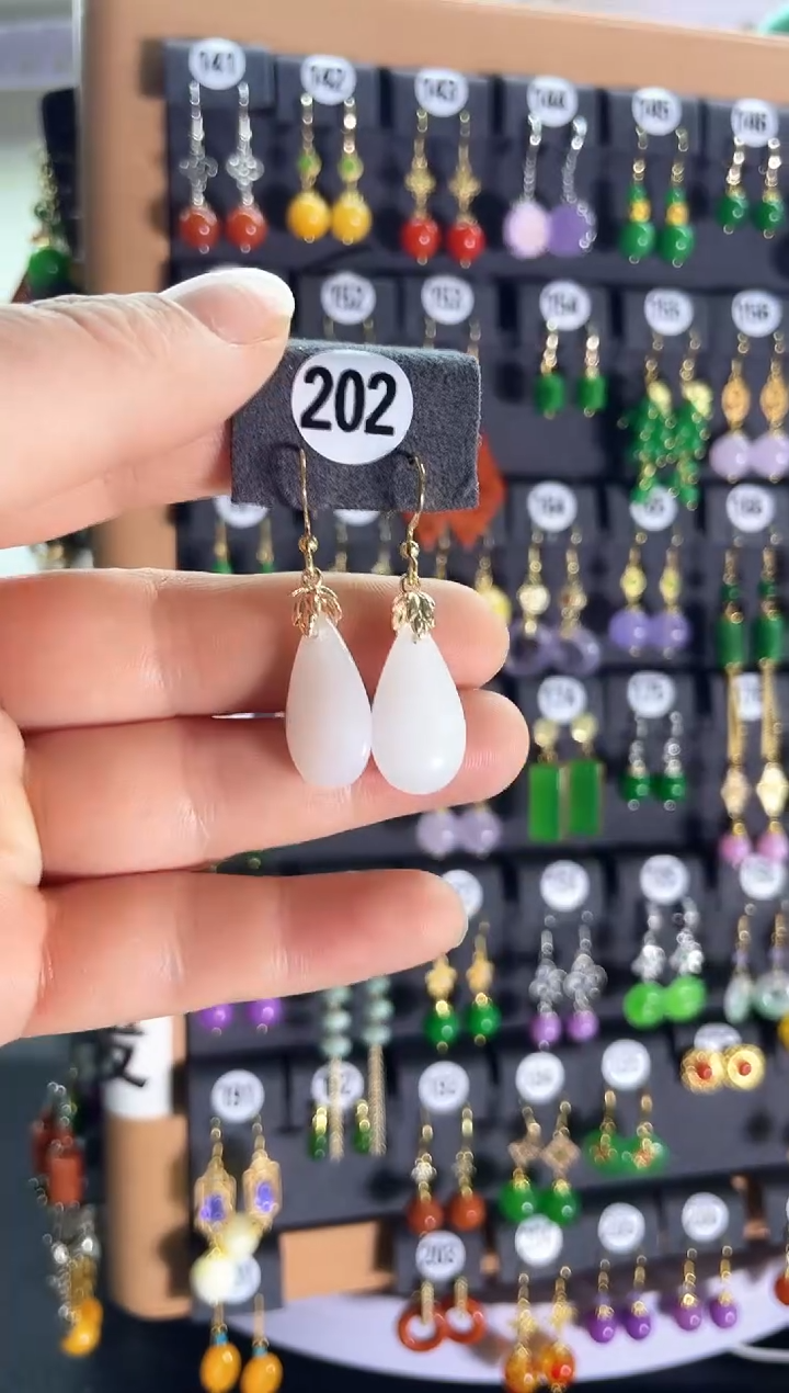 【闪购商品】和田玉耳饰银S925镶嵌202