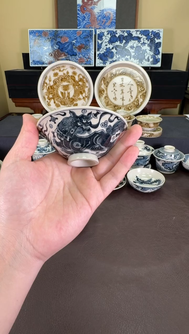 【闪购商品】二号釉杂宝狮子斗笠杯