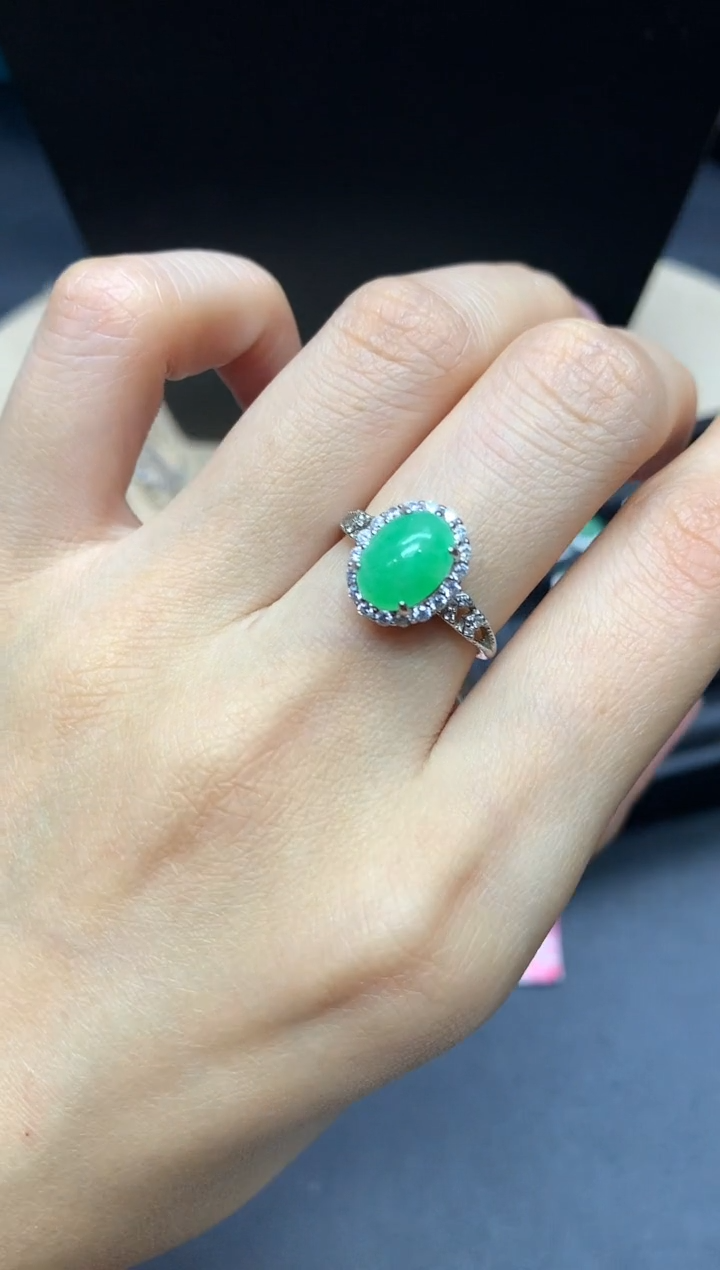 【闪购商品】翡翠戒指银S925镶嵌蛋面【无服务费】