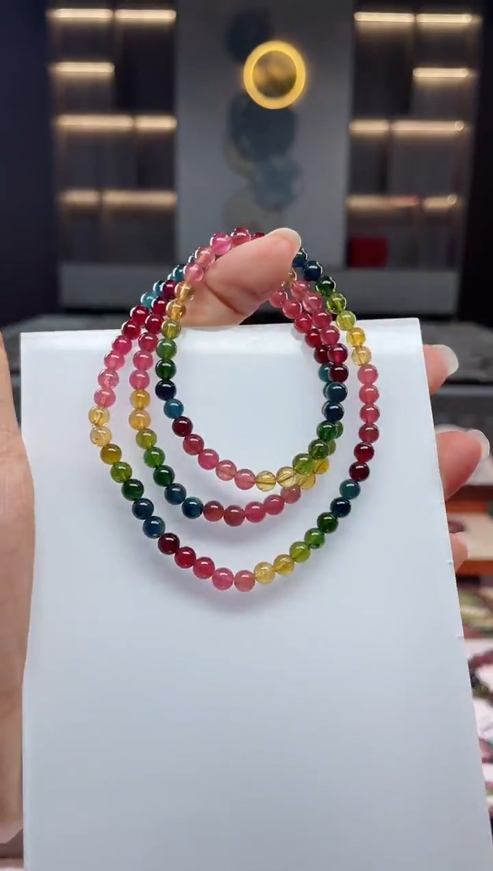 未镶嵌老矿碧玺三圈手串5mm+碧玺（多样性发一条）Q