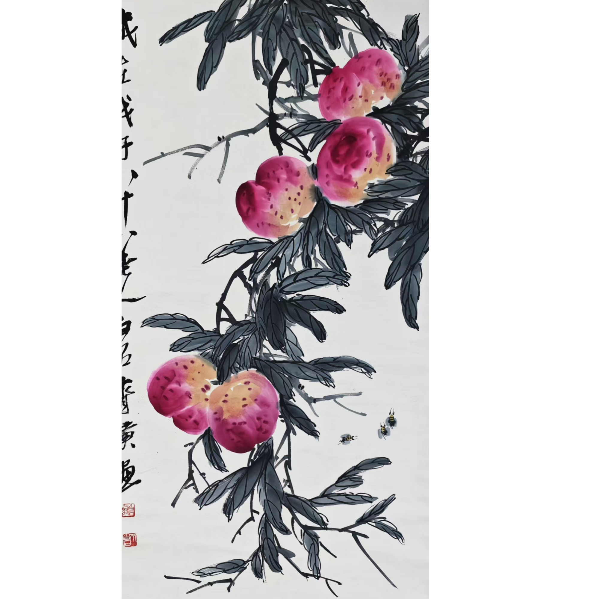 齐老款 桃子立轴 120×50