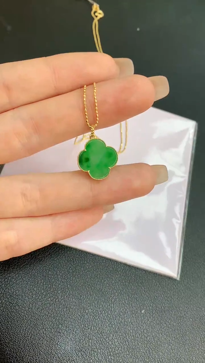 【闪购商品】翡翠颈饰18K金镶嵌赠礼盒证书 珍珍
