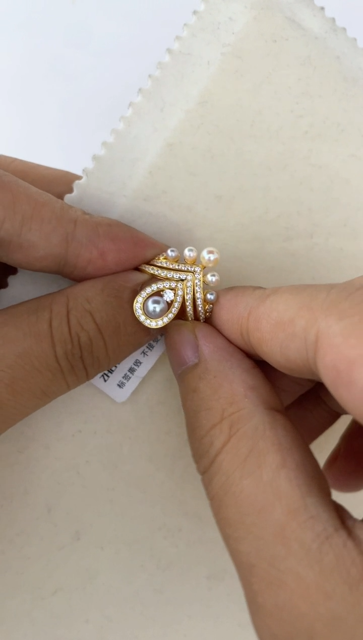 海水珍珠戒指银S925镶嵌戒指