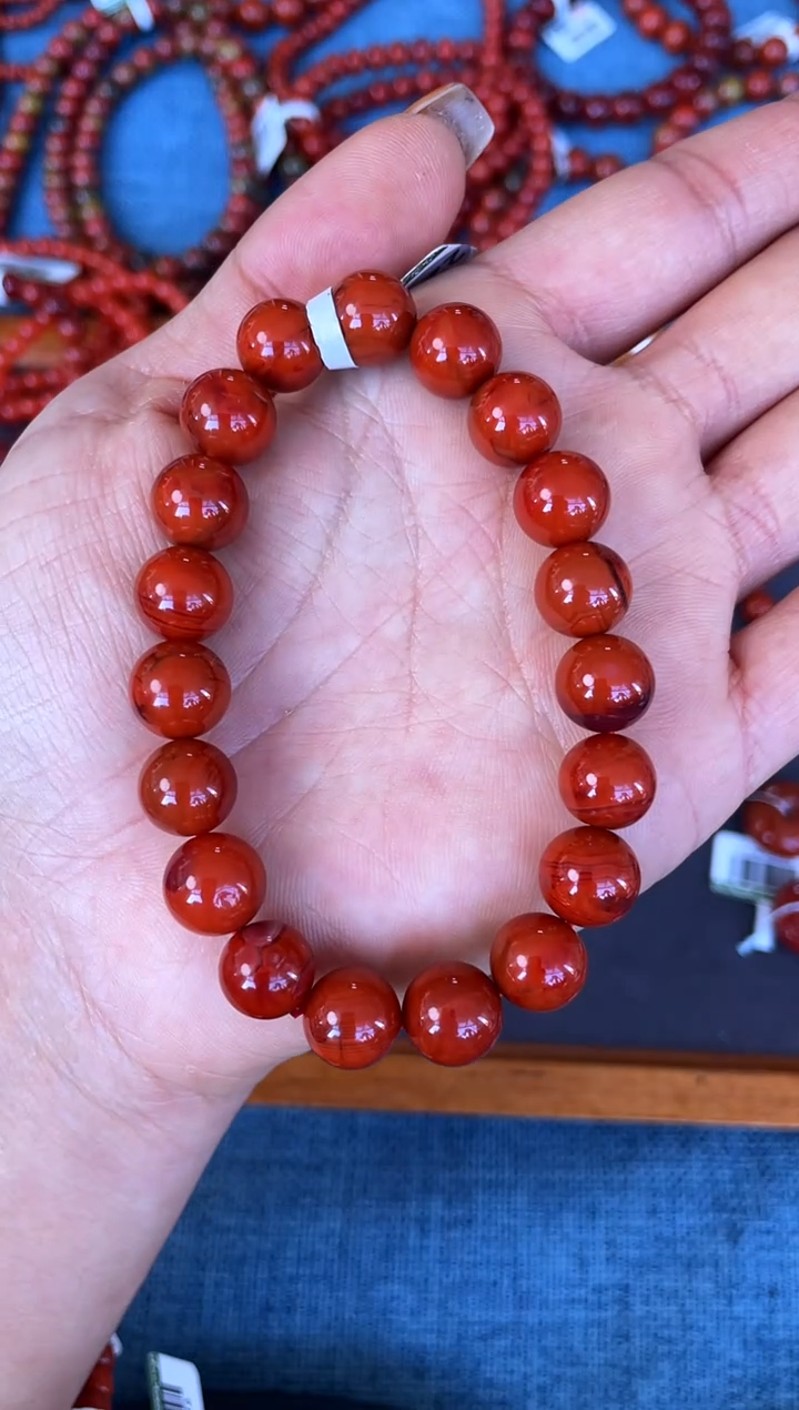未镶嵌手串南红玛瑙N37凉山瓦西料满肉锦红火焰10mm单圈