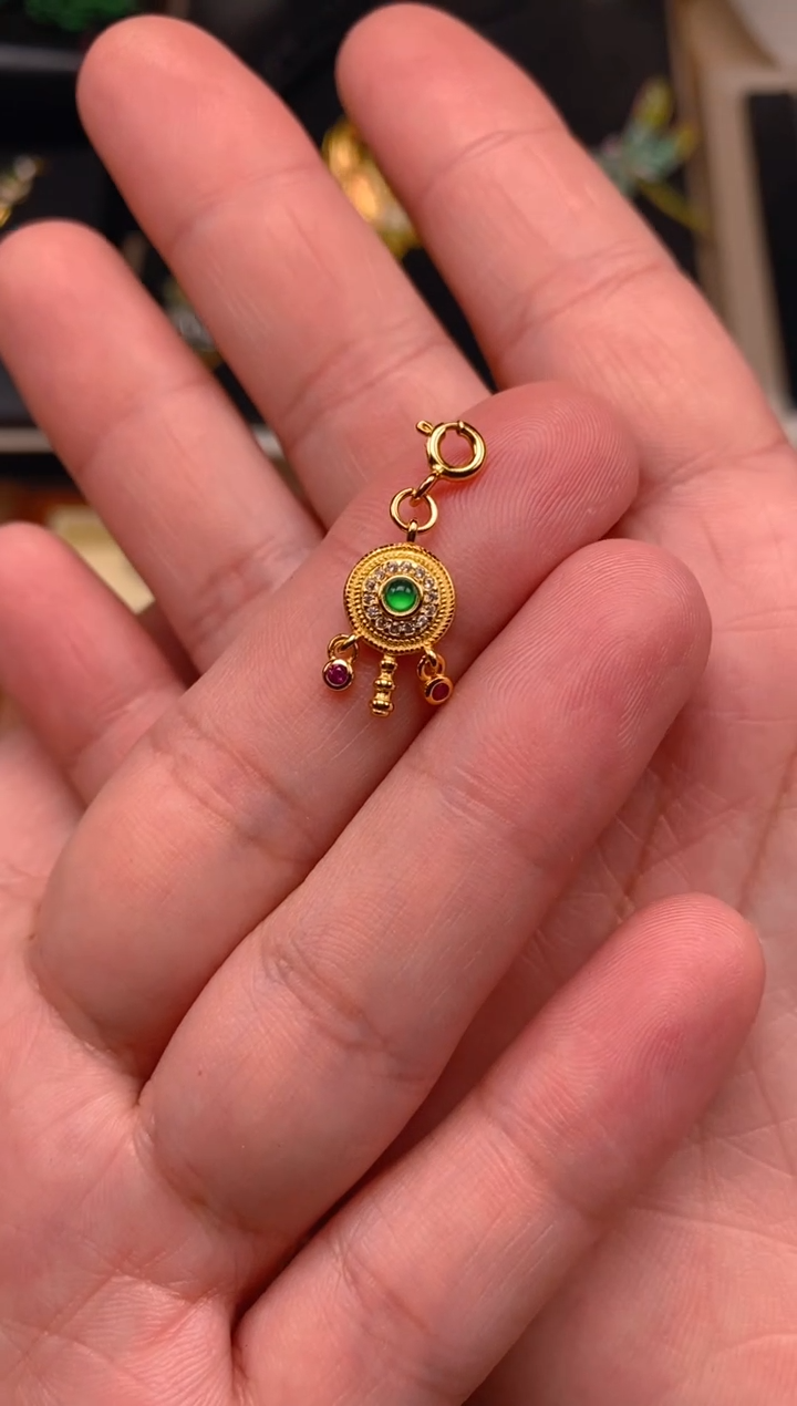 【闪购商品】翡翠吊坠(不含链)银S925镶嵌拨浪鼓