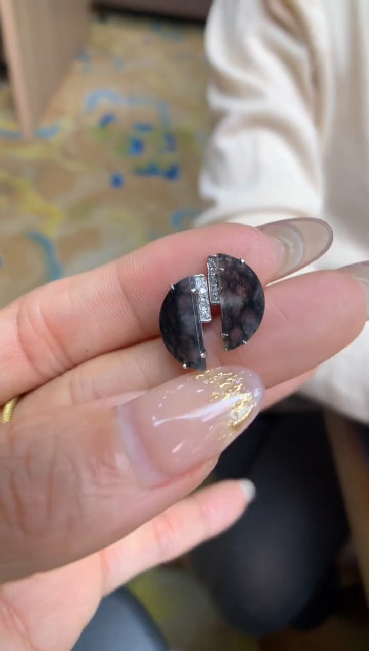 【闪购商品】翡翠耳饰18K金镶嵌耳钉