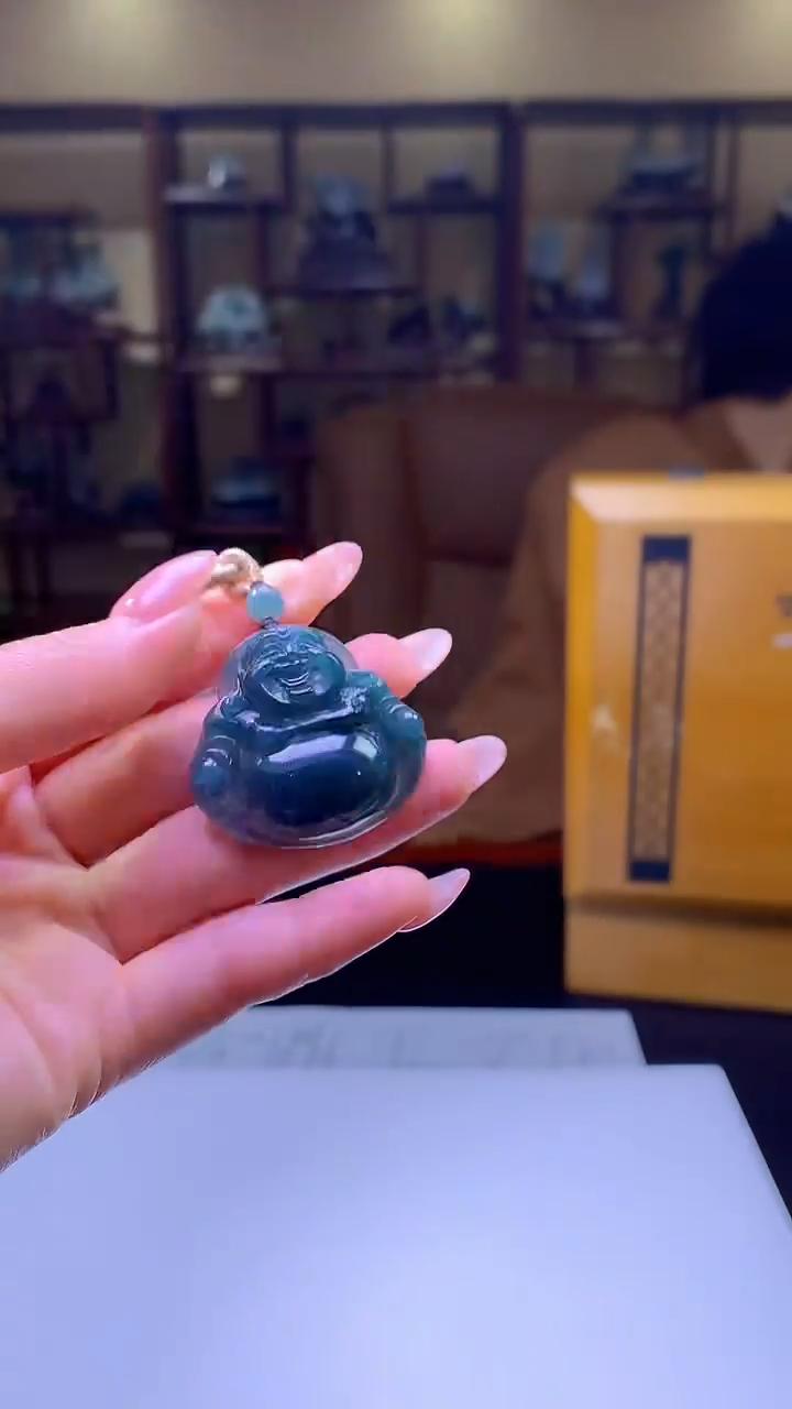 【闪购商品】定制翡翠18K金镶嵌8003jj-毛货挂件75