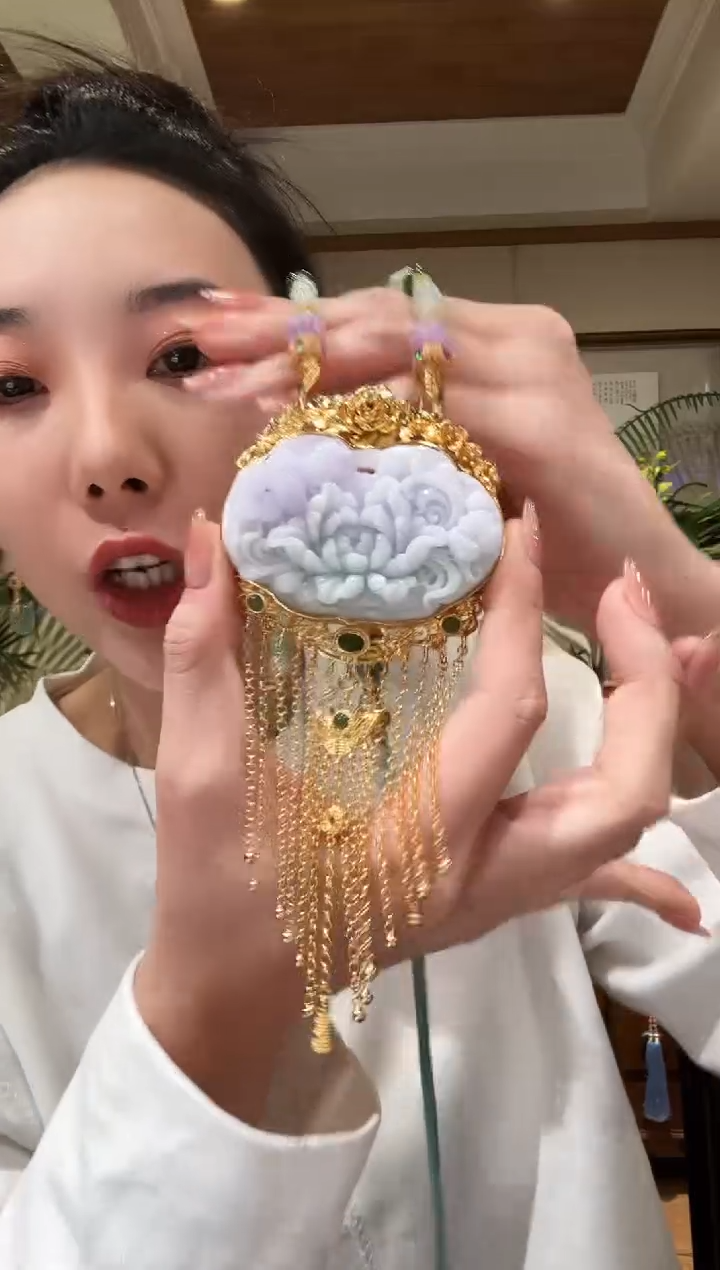 【闪购商品】翡翠颈饰银S925镀金镶嵌国风