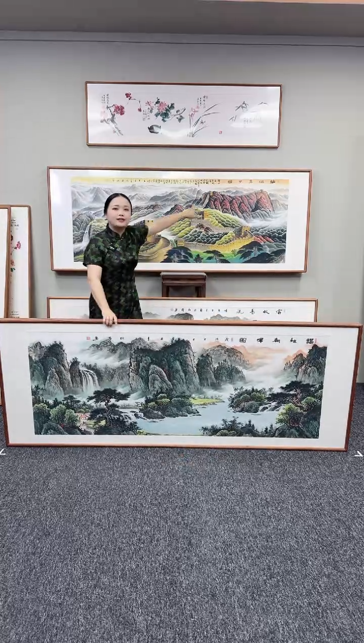 国画雄风万里210*80手绘作品