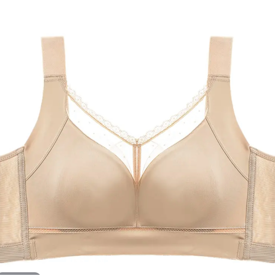光面无痕大胸显小全罩杯薄款上托收副乳防下垂调整型透气女士文胸