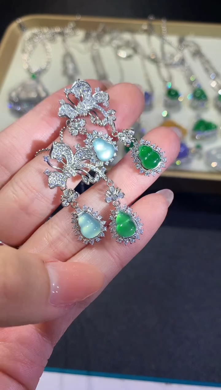 【闪购商品】翡翠吊坠(不含链)银S925镶嵌3-葫芦（多样性发货一件