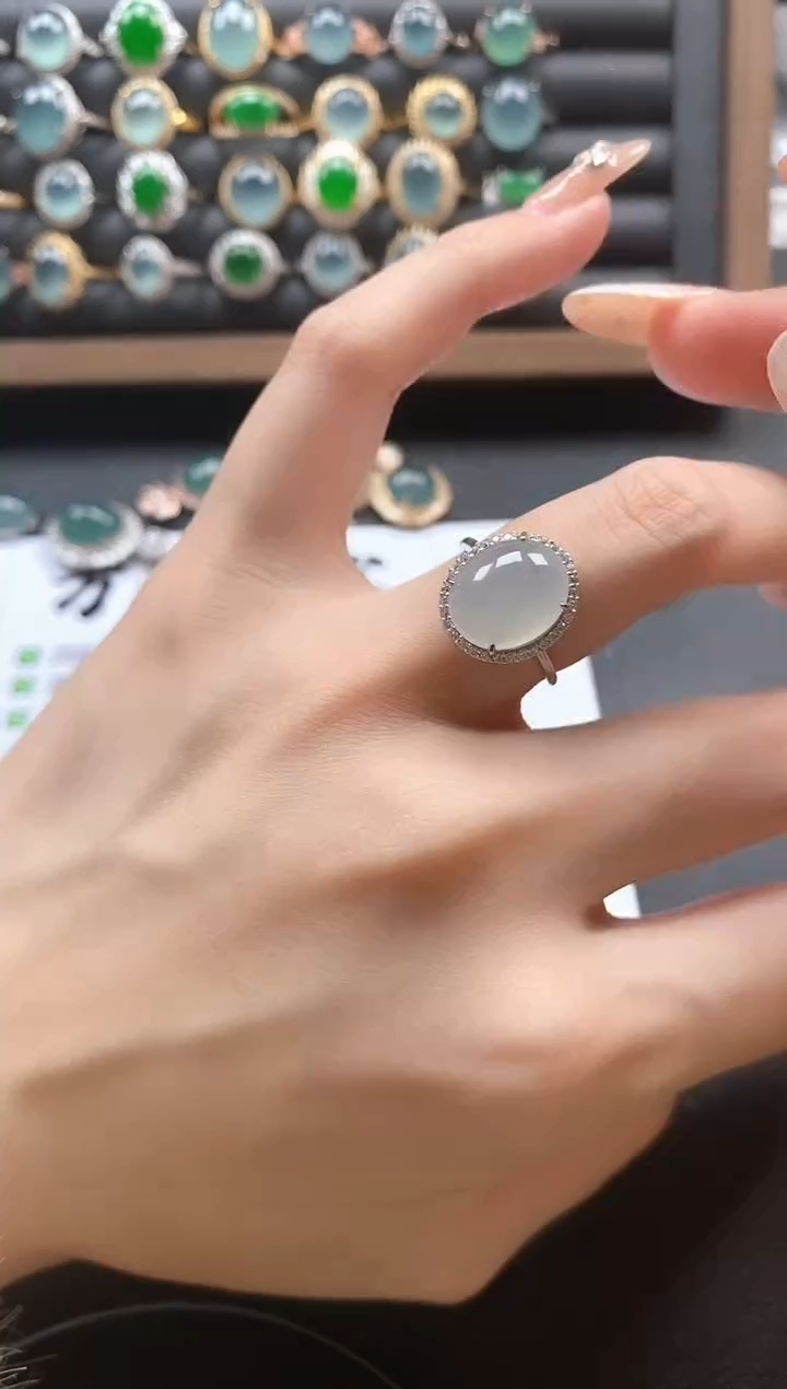 银S925镶嵌戒指翡翠15511