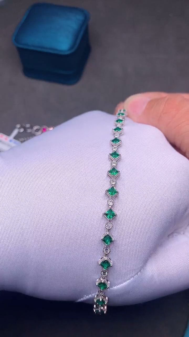 【闪购商品】祖母绿手链银S925镶嵌·····