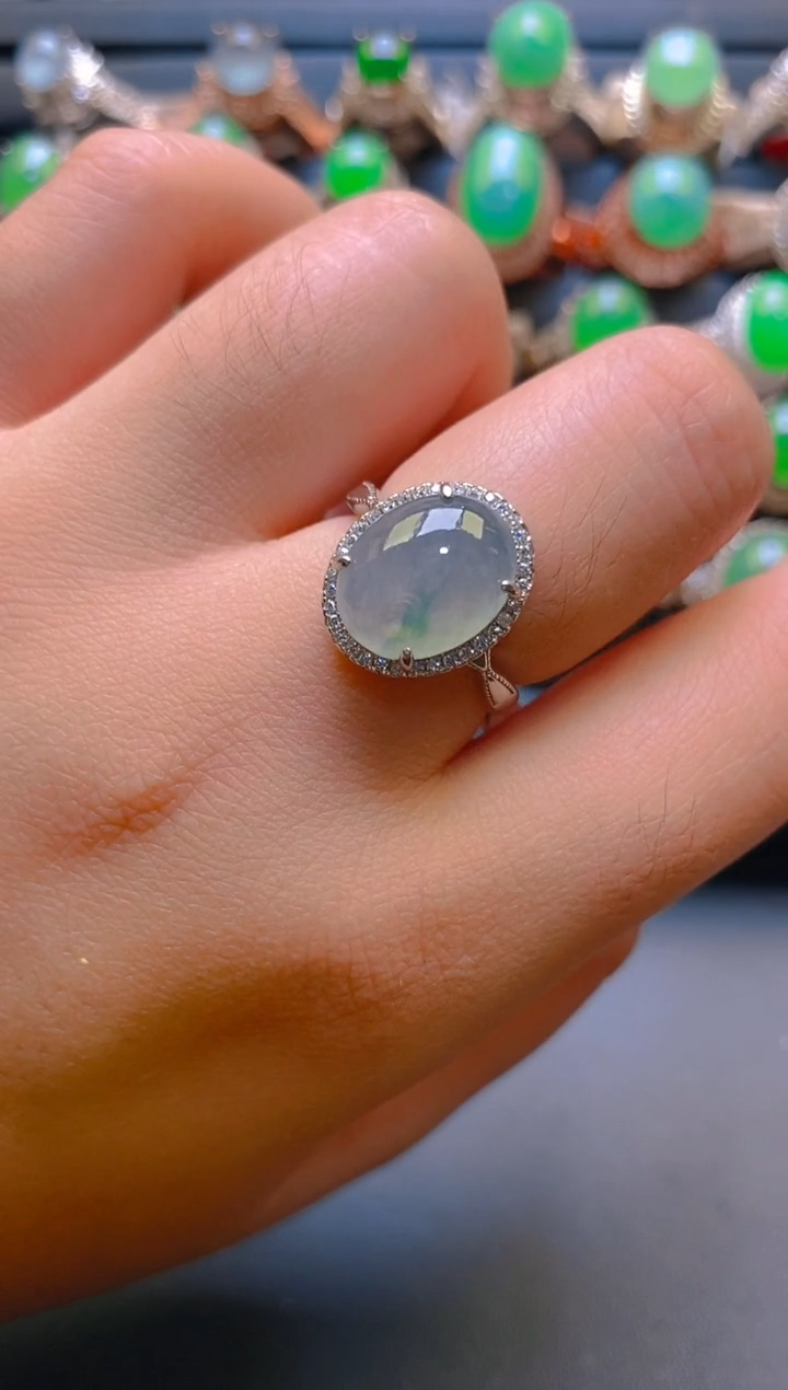 【闪购商品】翡翠耳饰银S925镶嵌天然A货翡翠1