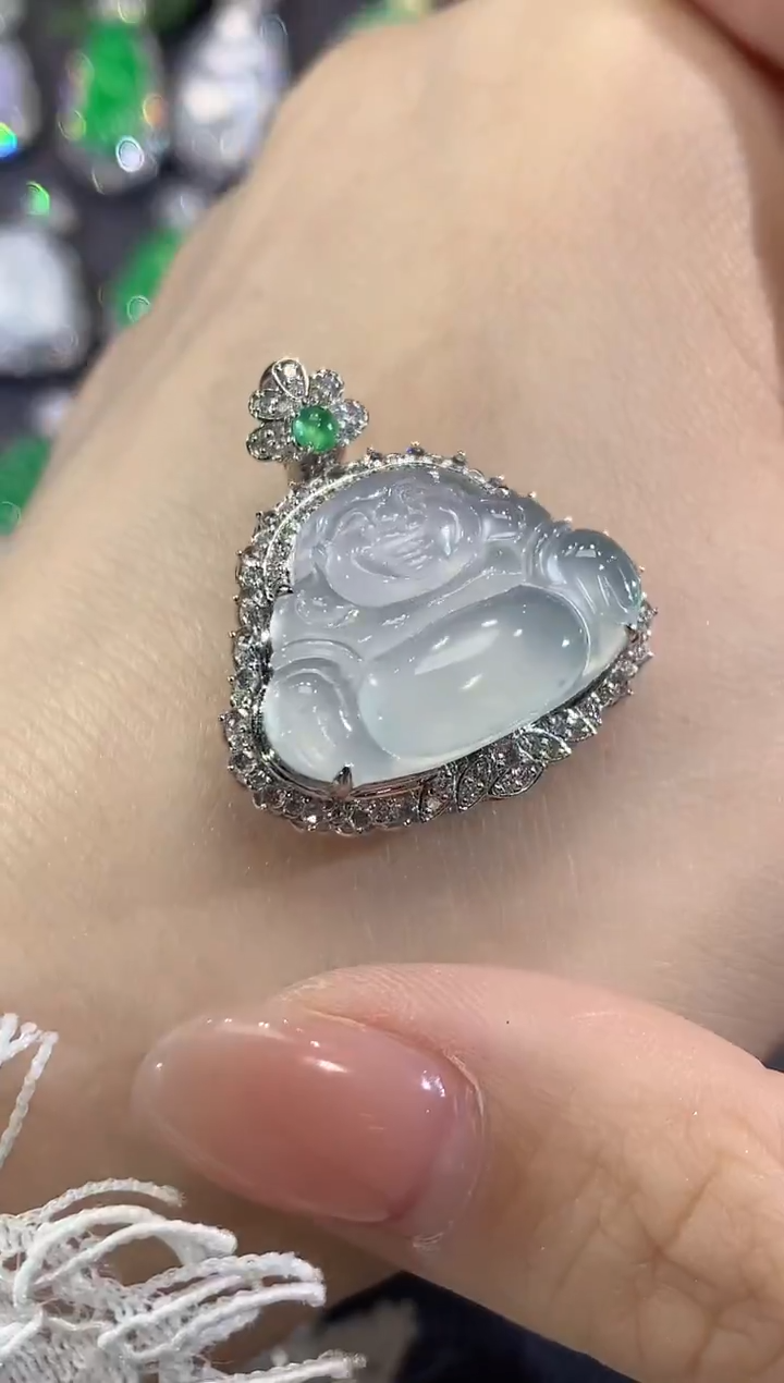 吊坠(不含链)18K金镶嵌翡翠D33翡翠