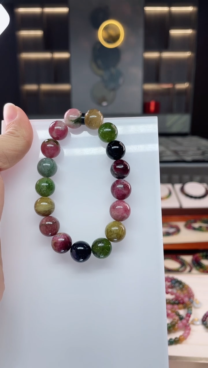 未镶嵌老矿碧玺单圈手串12mm+碧玺（多样性发一条）Q