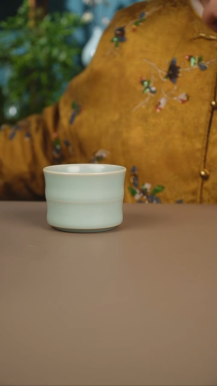 仿古天青竹节杯一级