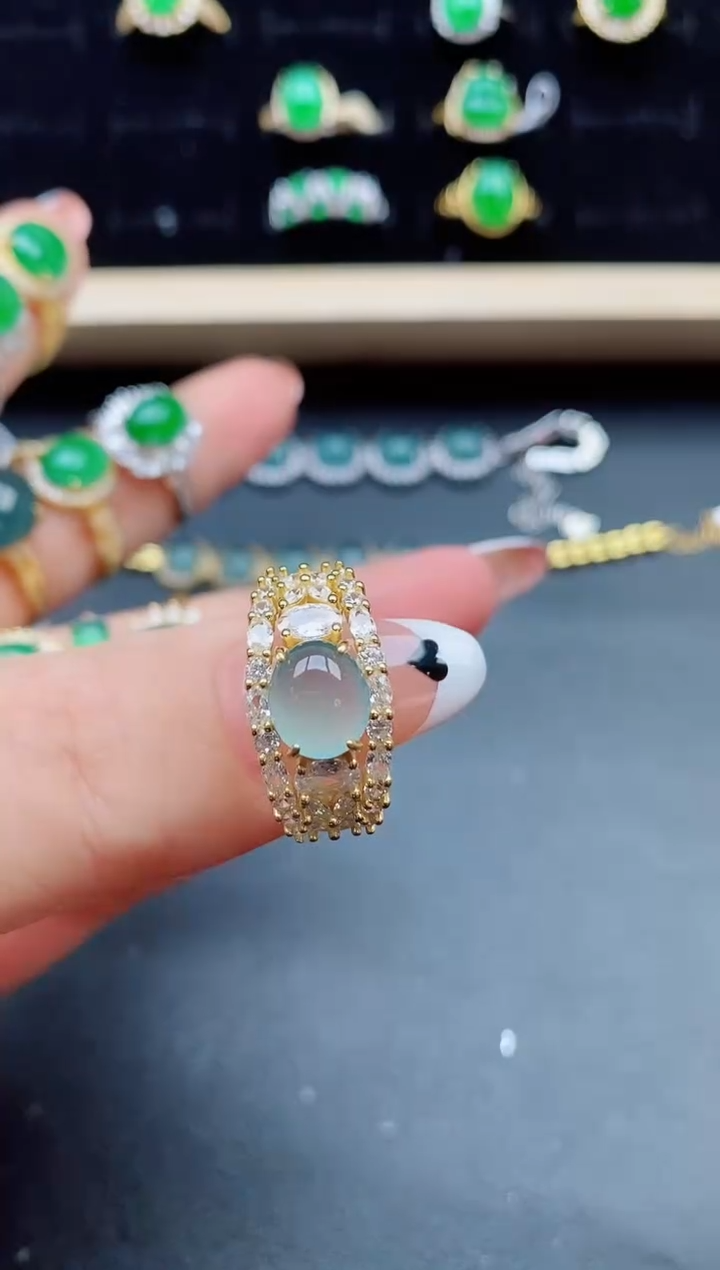 【闪购商品】翡翠戒指银S925镶嵌321321