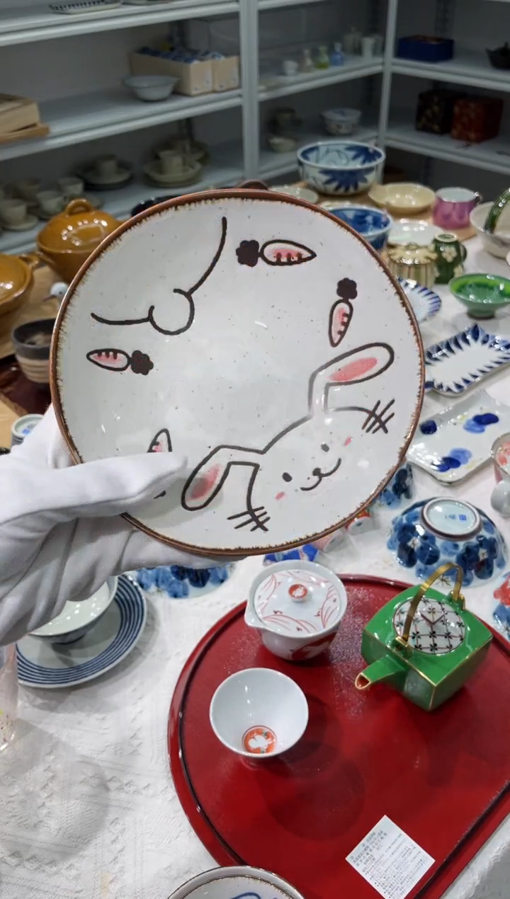 瓷片福利 粉色兔兔深盘
