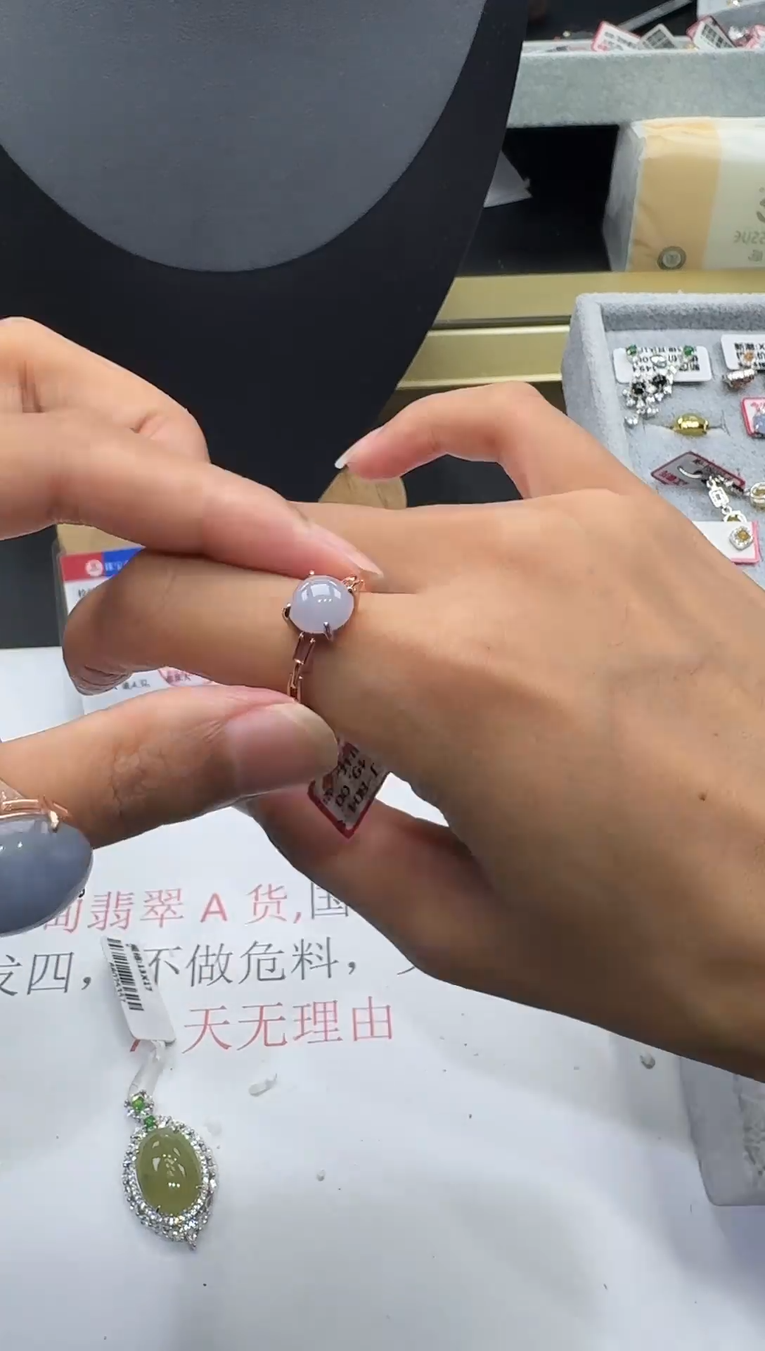 翡翠戒指银S925镶嵌戒指245