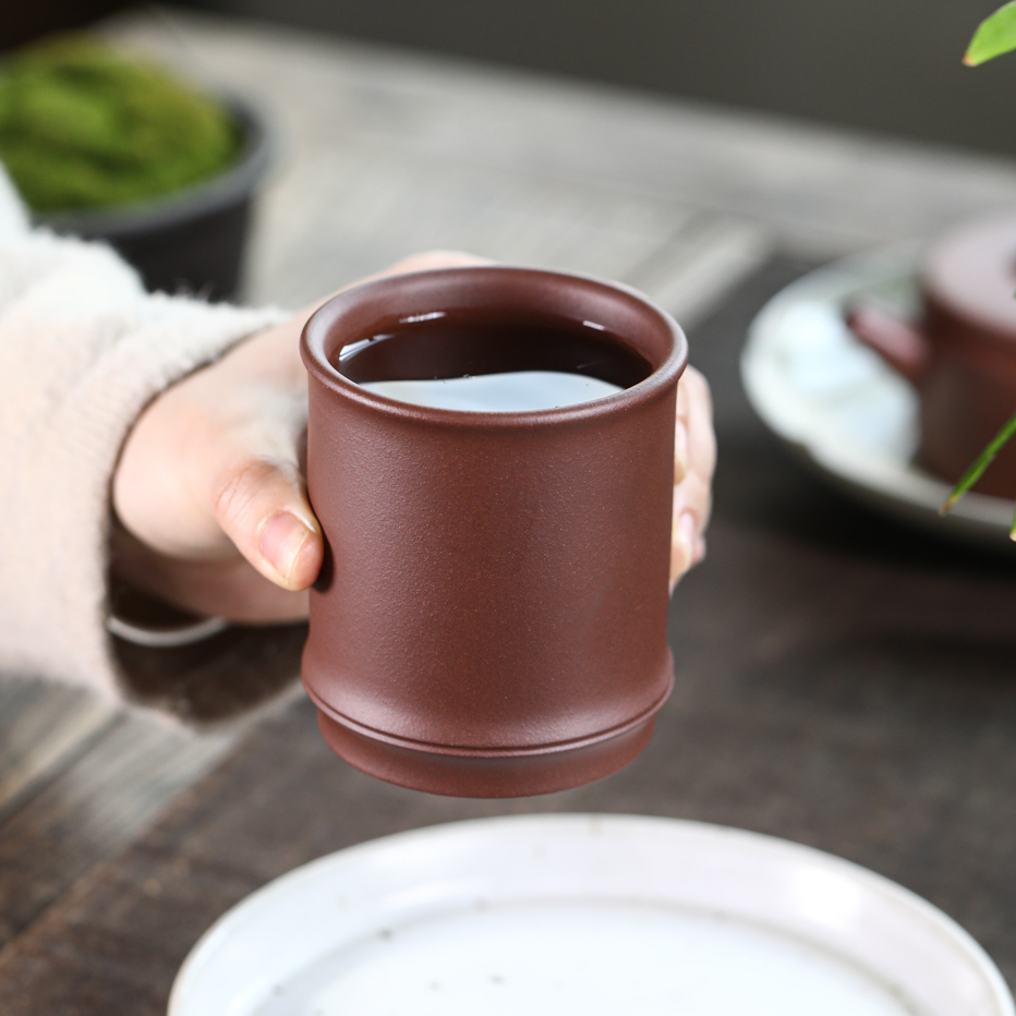 叶凡紫砂杯主人杯底槽清竹节品茗杯单手杯小口杯功夫茶盏茶碗茶具