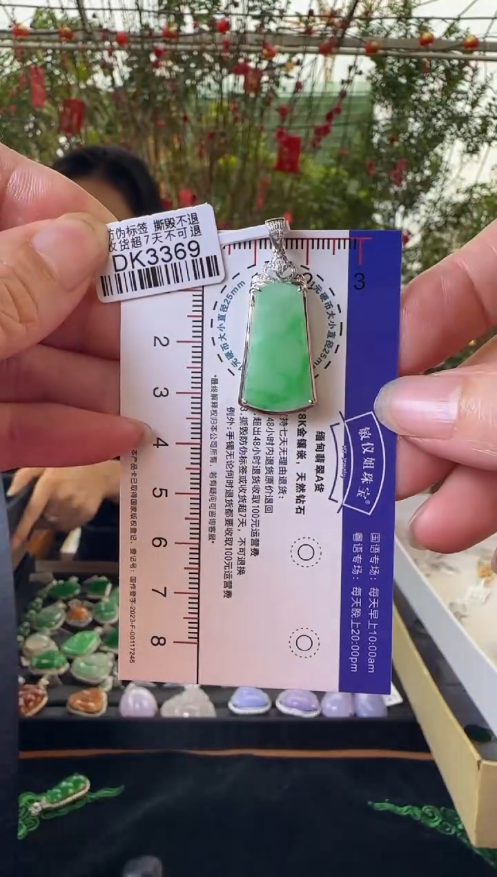 【闪购商品】翡翠颈饰18K金镶嵌DK3369绿无事牌