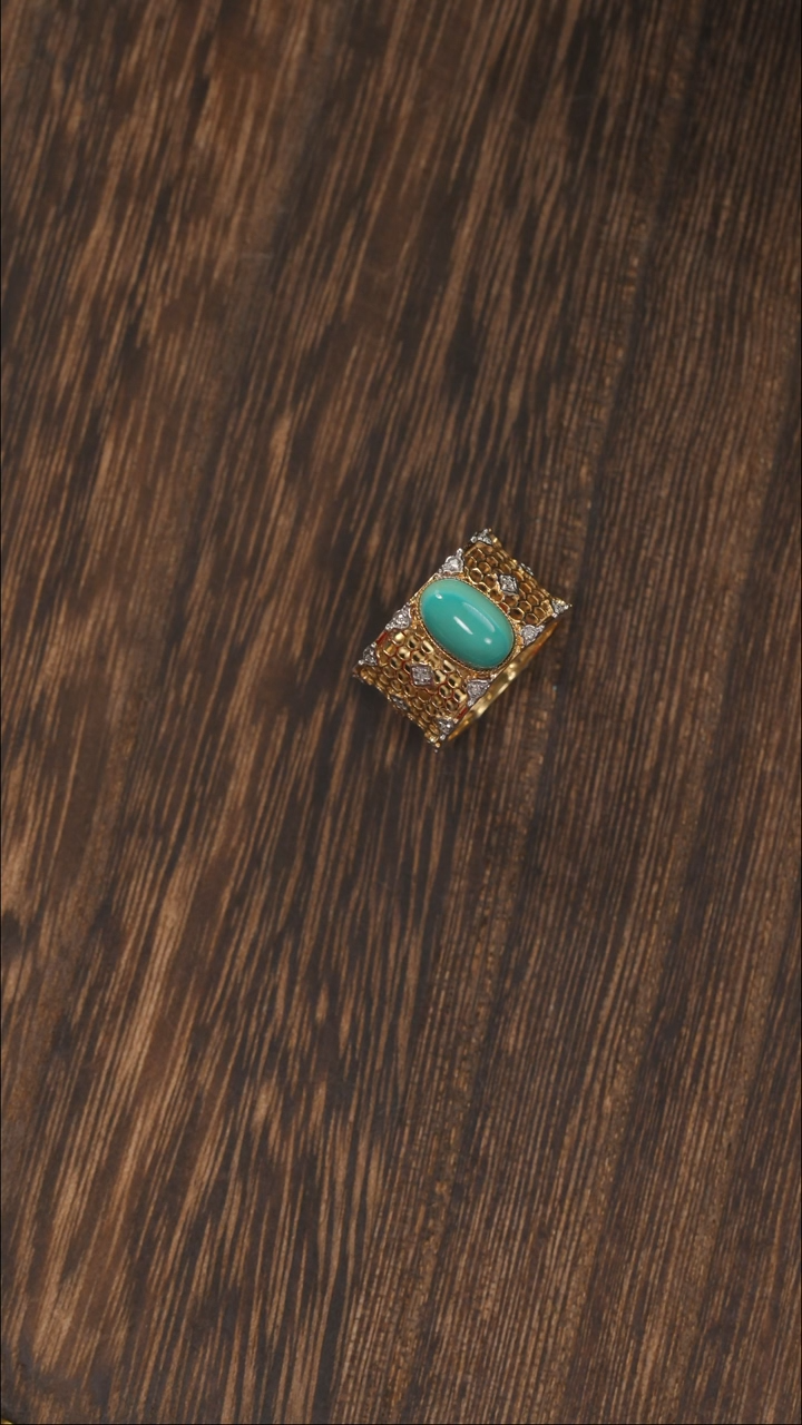 【闪购商品】绿松石戒指18K金镶嵌1