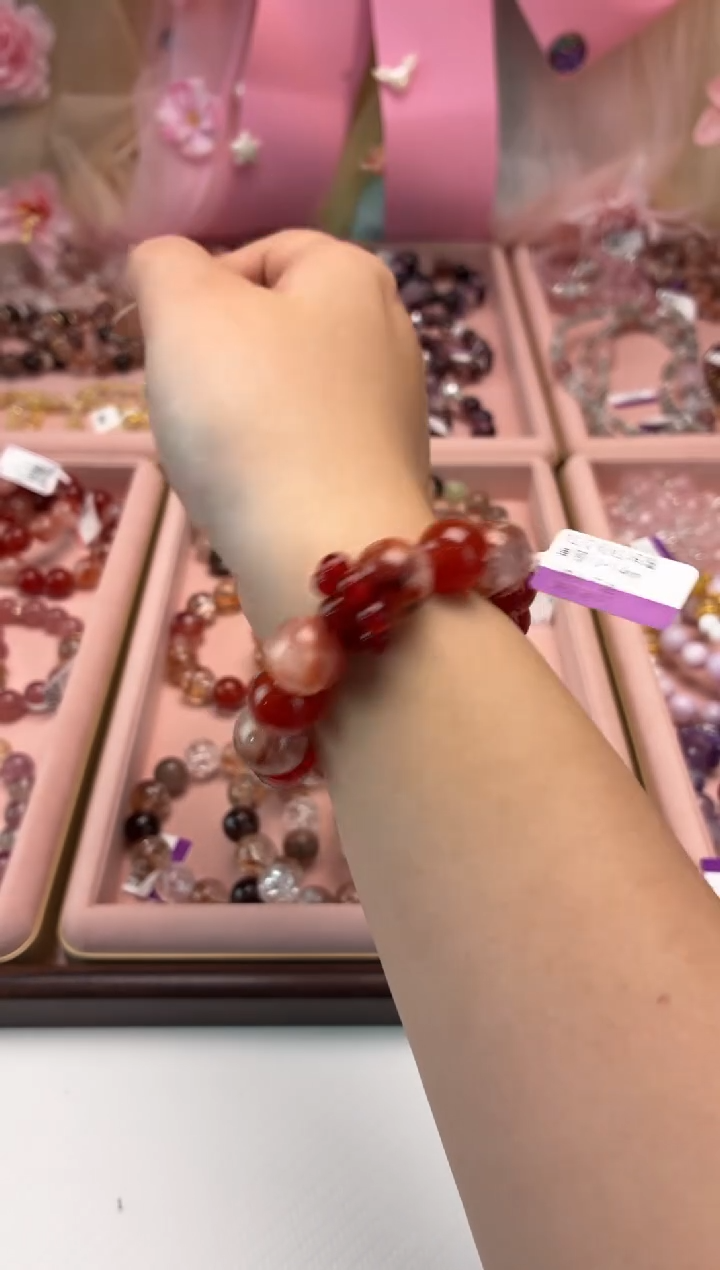 未镶嵌手链水晶红胶花红玛瑙环