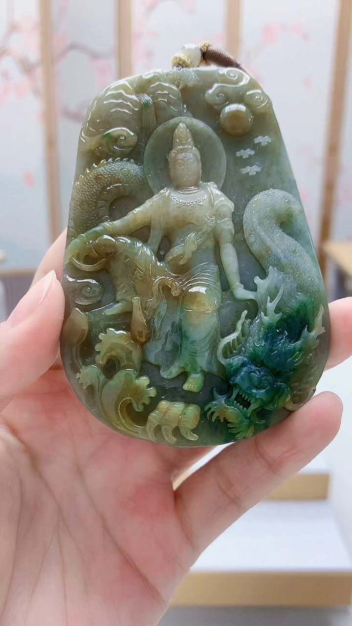 未镶嵌定制翡翠1502lr-毛货挂件48