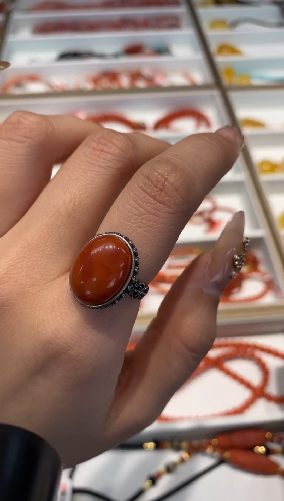 【闪购商品】南红玛瑙戒指银S925镶嵌戒指