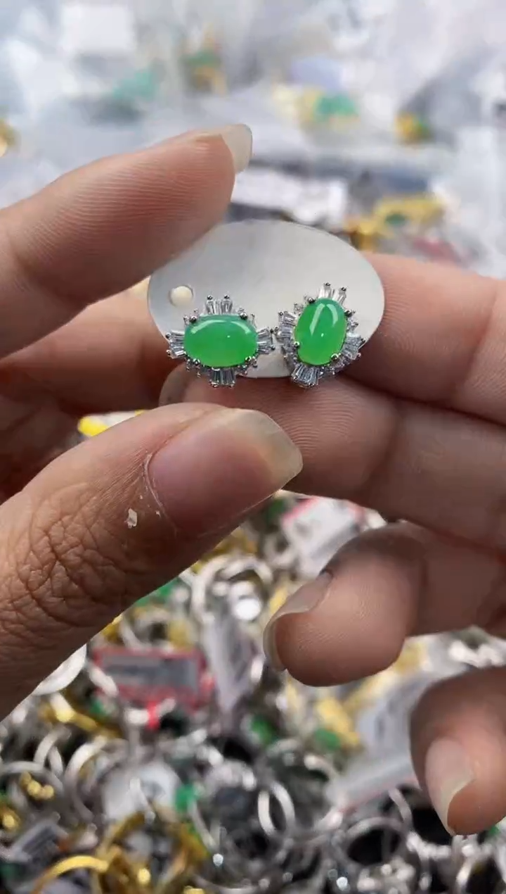 银S925镶嵌戒指翡翠111---8