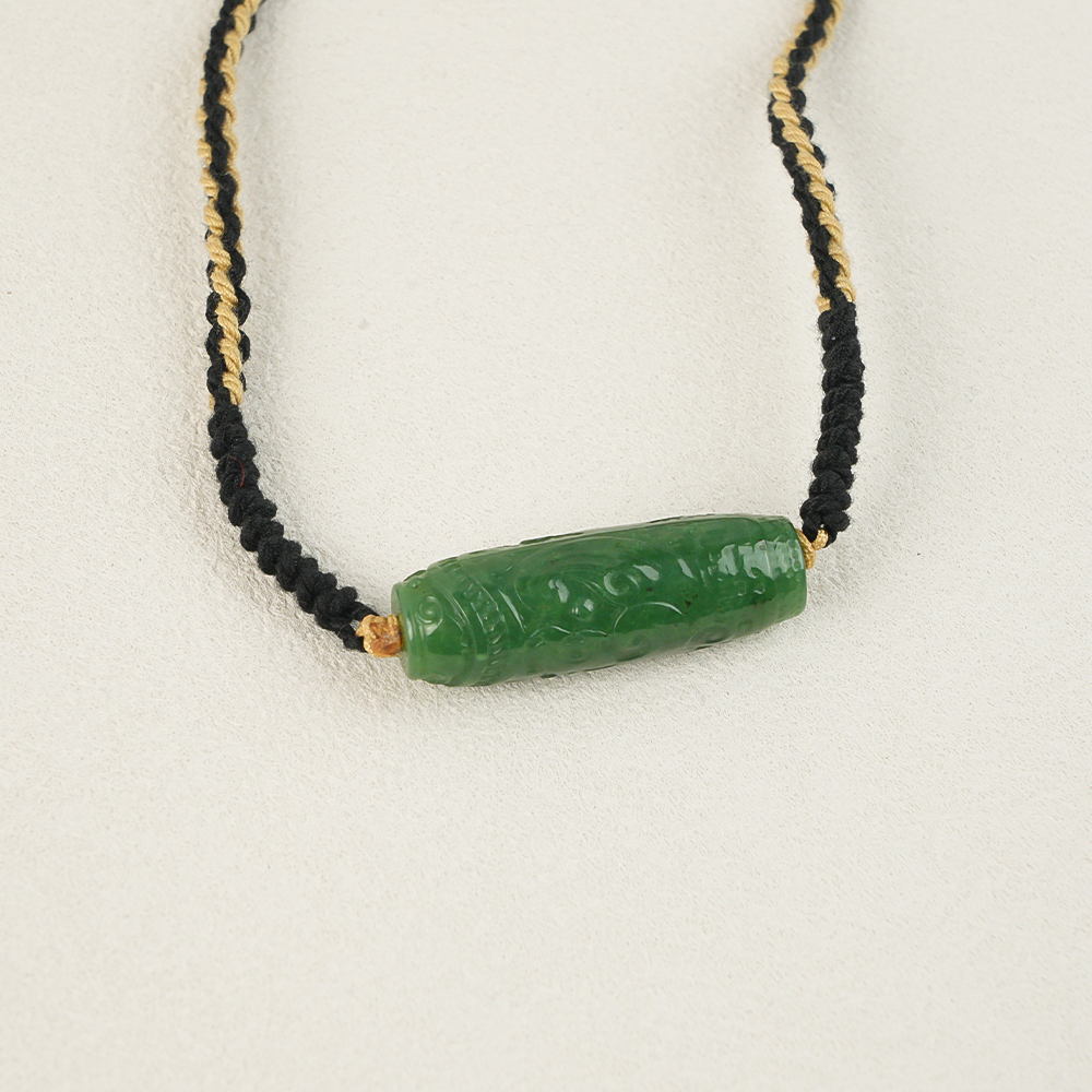 【抖音官方质检】保真天然 和田碧玉天珠桶珠多样性发其一HTY413