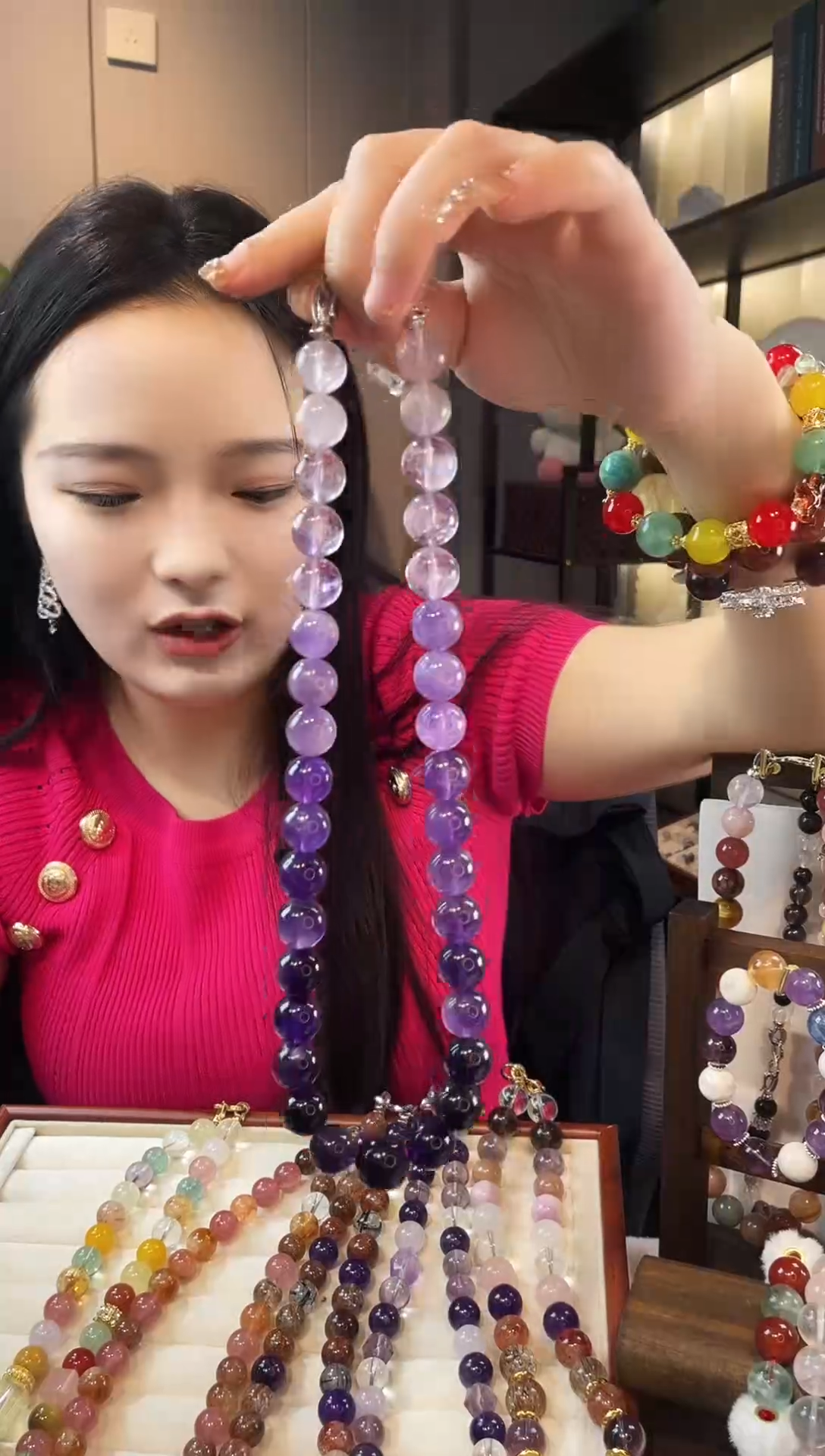 项链未镶嵌水晶紫水渐变项链