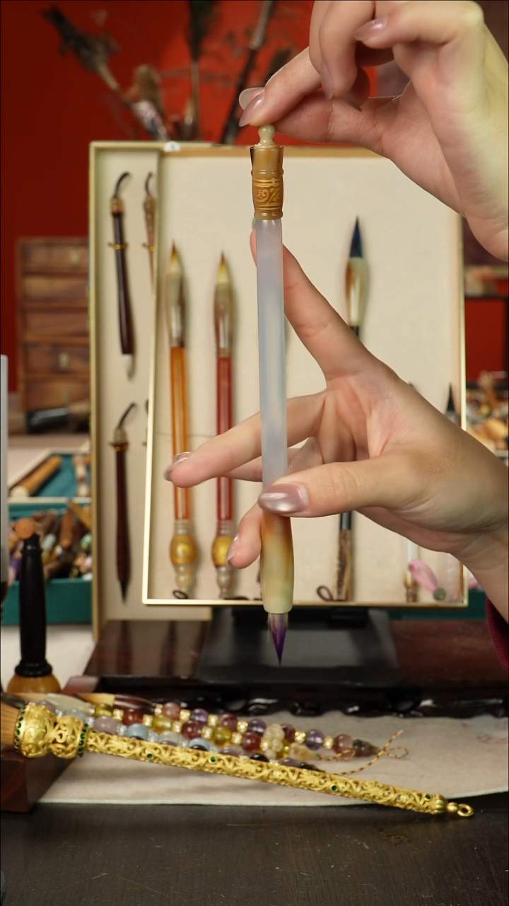 26号闪孤品高货毛笔链接 清水试笔 蘸墨不退